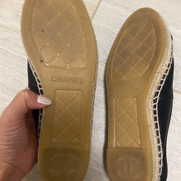 Black leather CHANEL espadrilles Authentic size 35 - Picture 4 of 4